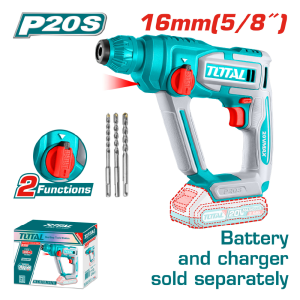 Máy khoan bê tông dùng pin Lithium-Ion 20V (không kèm pin & sạc) - Total - TRHLI20168